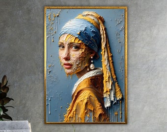 Girl with a Pearl Earring Canvas Print, Classic Art Decor, Wall Art Painting, Reproduction Print, Dutch Masterpiece