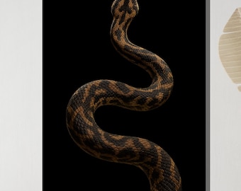 Dark Snake Canvas Art, Realistic Snake Print, Black and Brown Python Wall Art, Serpent Wall Decor, Wild Animal Canvas, Ready To Hang Artwork