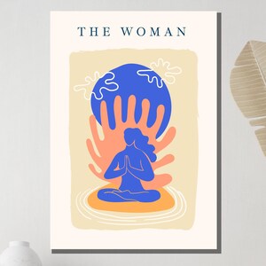 Meditative Woman Art, Yoga Meditation Print, Mindful Wall Decor, Spiritual Home Art, Ready to Hang Canvas
