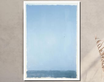 Mark Rothko Leinwand, Serene Blaue Abstrakte Leinwand, Minimalistische Wandkunst, Himmel und Meer Malerei, fertig zum Aufhängen