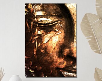 Abstract Buddha Canvas, Spiritual Art, Ethereal Wall Decor, Ready to Hang