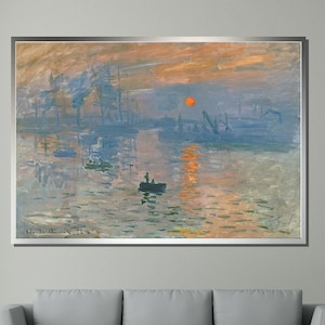Claude Monet Impression, Sunrise, Classic Impressionist Art, Orange Sun Over Harbor, Iconic Seascape Canvas