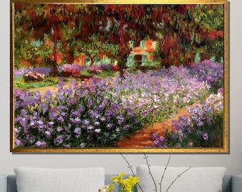 クロード・モネ、モネの庭のアイリス キャンバス ボックス アート