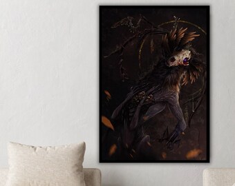 Surreal Creature Canvas Art, Abstract Animal Wall Decor, Modern Artwork, Unique Gift
