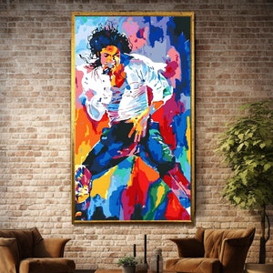 Abstract Pop Icon Canvas, Colorful Singer Art, Vibrant Music Legend Wall Decor, Dynamic Art Print, Ready to Hang Wall Art