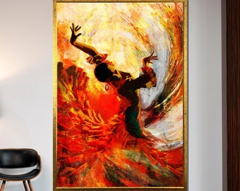 Flamenco Dancer Canvas, Spanish Dance Art, Colorful Flamenco Wall Print, Vibrant Dance Decor, Wall Art Canvas Design, Ready to Hang