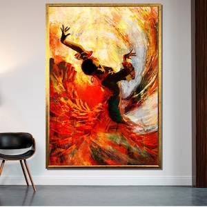 Flamenco Dancer Canvas, Spanish Dance Art, Colorful Flamenco Wall Print, Vibrant Dance Decor, Wall Art Canvas Design, Ready to Hang