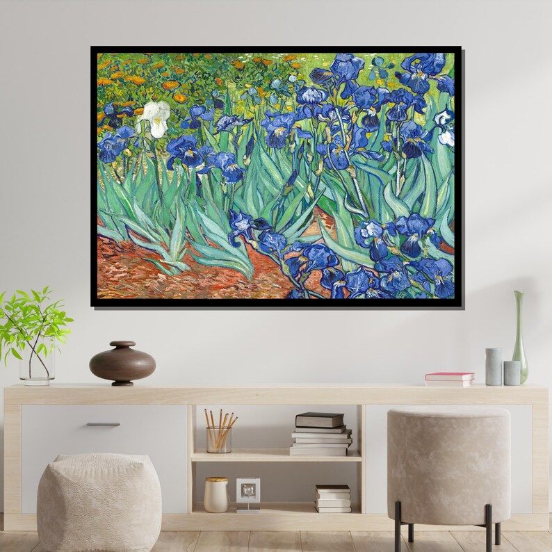 Van Gogh Irises, Vibrant Floral Impressionist Art, Classic Flower