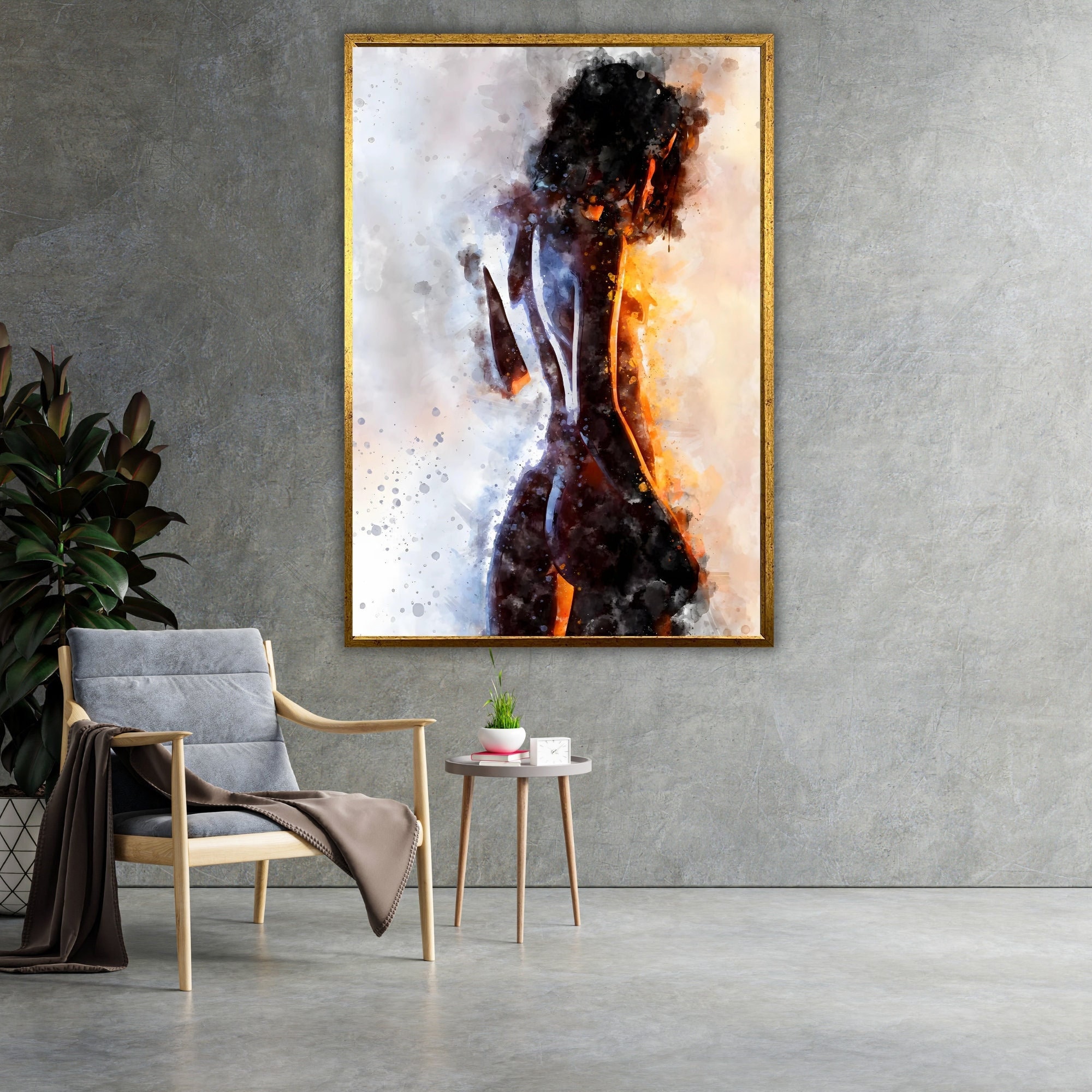 Nude Body Digital Art Canvas, Abstract Female Body Wall Art, Erotic Artwork, Sensual Decor, Modern Nude Art