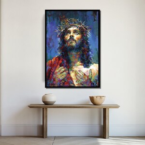 Jesus Christ Canvas Art, Crown of Thorns Painting, Religious Wall Decor ...