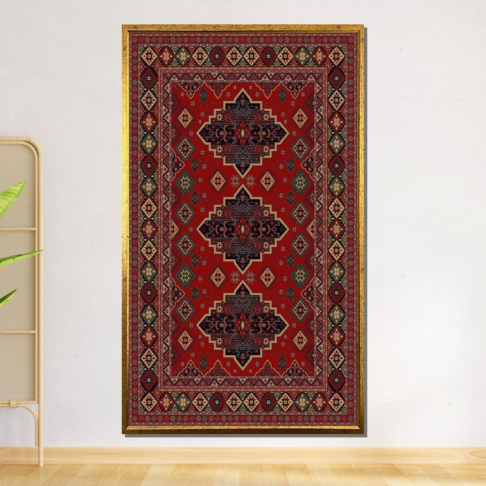 Traditional Persian Style Red Rug, Oriental Carpet Wall Art, Vintage ...