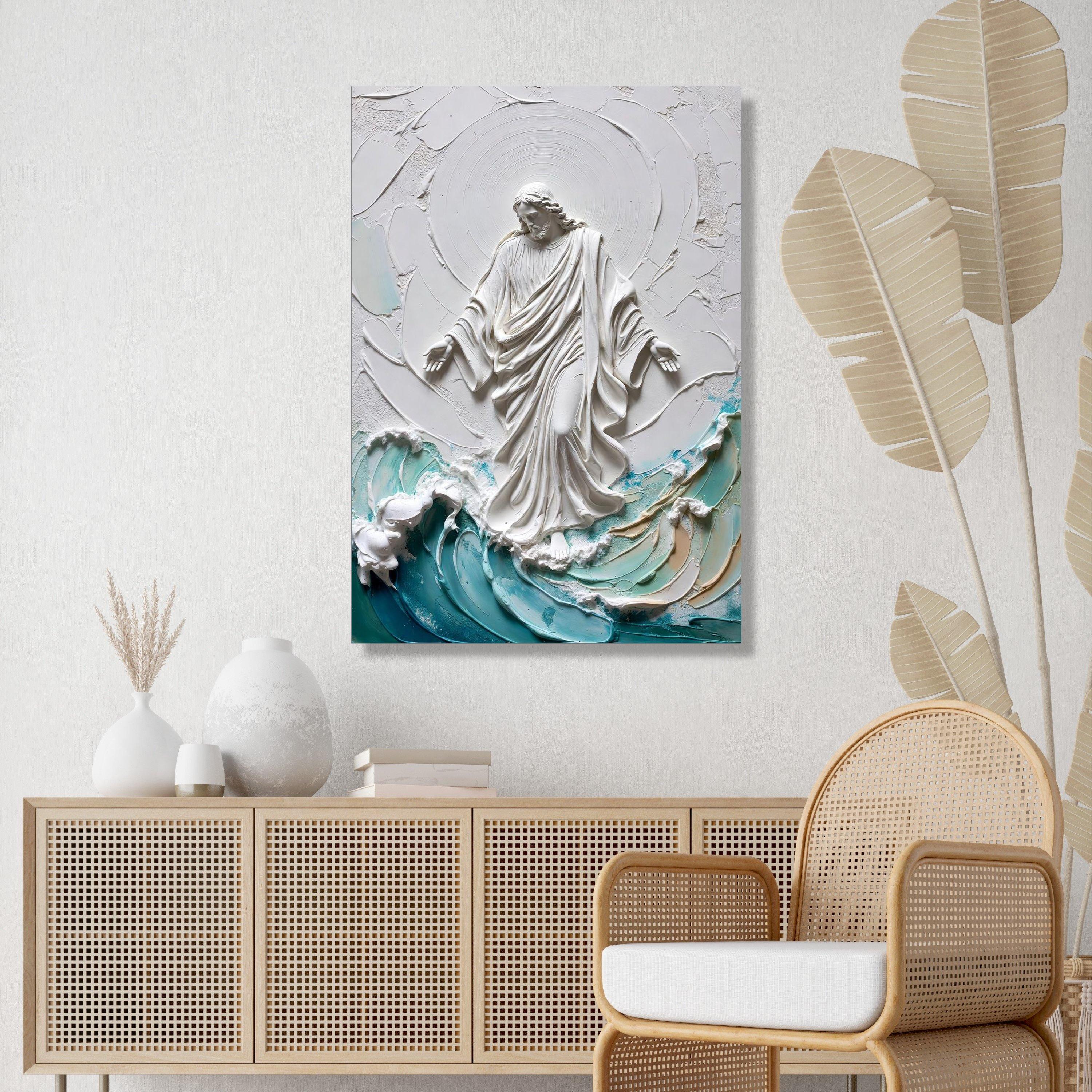 Jesus Walking on Water Canvas Wall Art, Religious Christian Decor ...