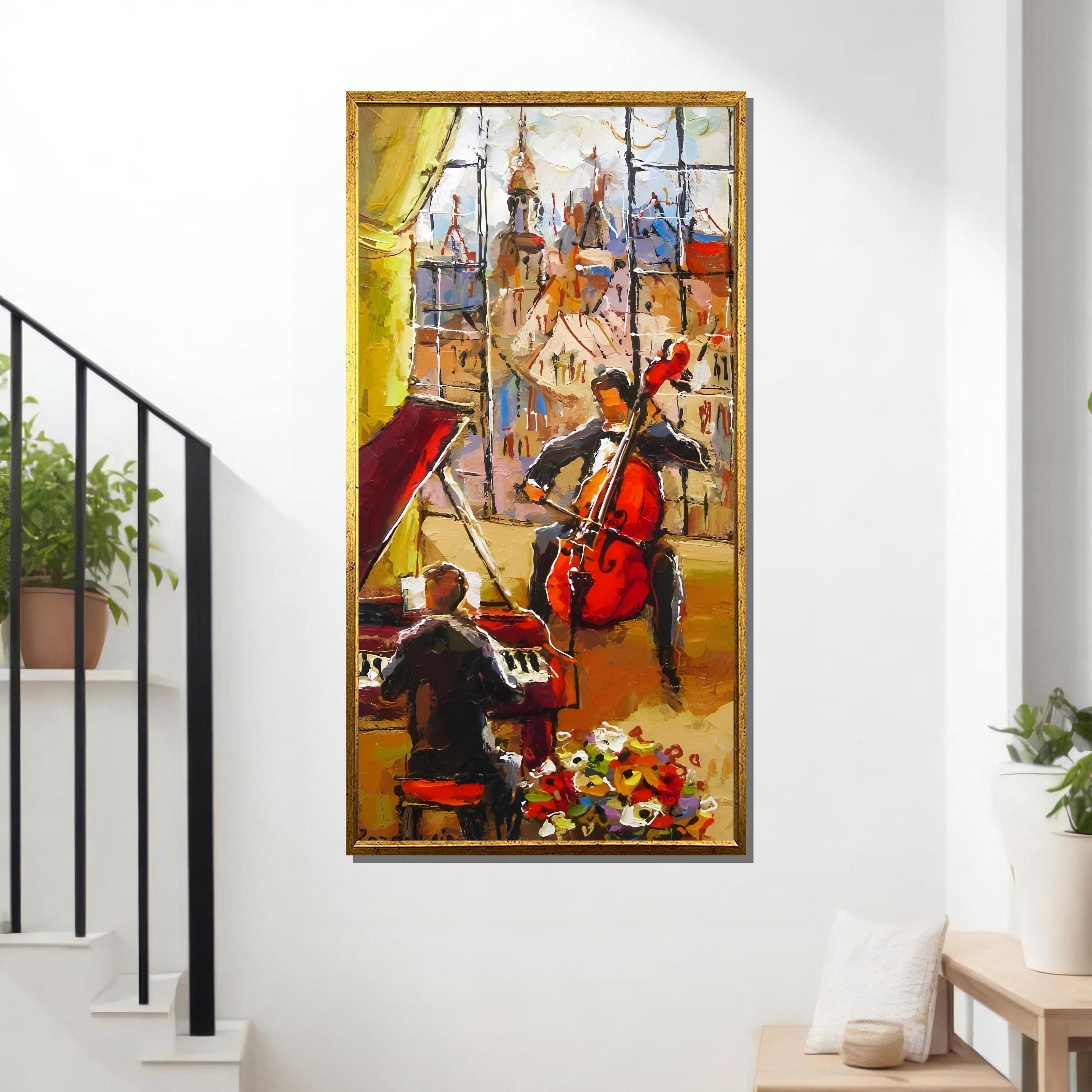 Romantic Music Canvas, Violin and Piano Abstract Painting