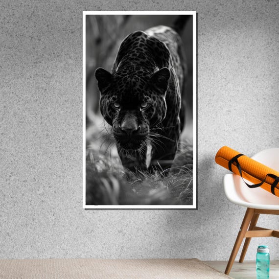 Black Panther Canvas, Leopard Art Print, Wild Animal Wall Art