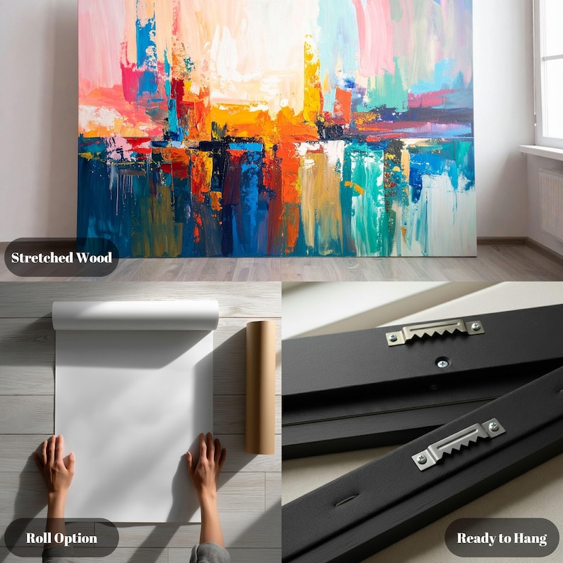 Abstract Lovers Embrace Canvas, Modern Cubism Wall Art, Colorful Faces Painting, Romantic Home Decoration, Contemporary Canvas Art image 10