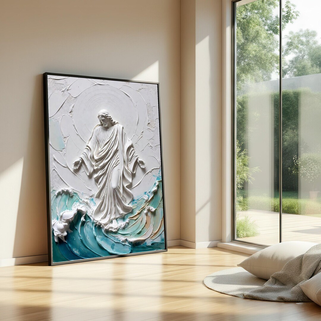Jesus Walking on Water Canvas Wall Art, Religious Christian Decor ...