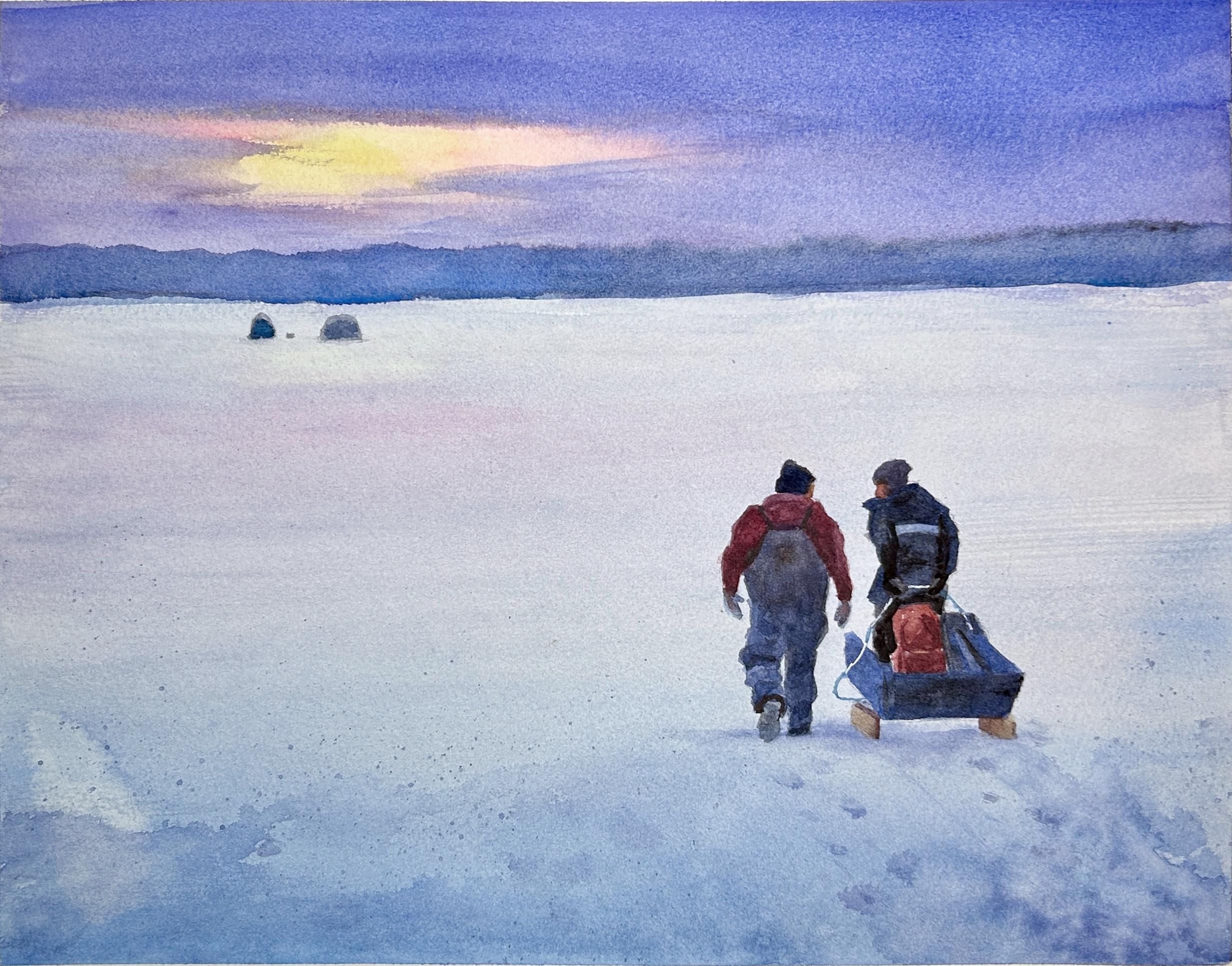 Ice Fishing Painting - Etsy