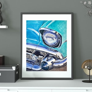 ORIGINAL WATERCOLOR PAINTING: 1957 Chevrolet