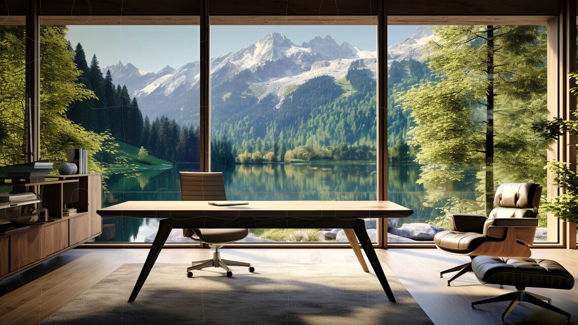 Virtual Home Office Background for Presentations and Work From Home