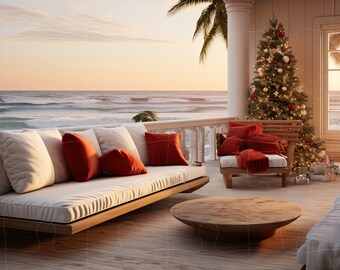 4K Zoom Christmas Virtual Background, Beach Backdrop for Zoom, Backdrop ...