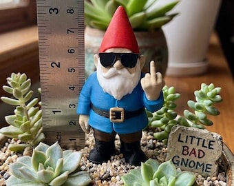 Rude Garden Gnome with Sunglasses: 3D Printed Desk Humor - 2 variations