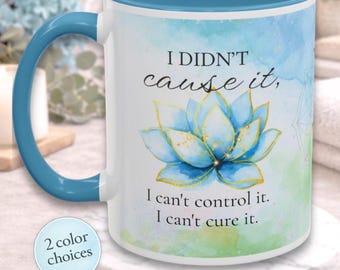 Taza personalizada de Al-Anon con el mensaje "Yo no lo causé, no puedo controlarlo, no puedo curarlo" / Taza de café para la recuperación de la codependencia / Taza de los 12 pasos