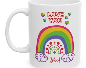 Personalized Couples Mug, "Rainbow" Mug, Romantic Gift, Anniversary Gift, LGBTQ gift,  Birthday Gift, Gay Pride Mug, Wedding Gift, Partners