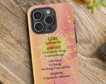 Funda rígida personalizada para iPhone con Oración de la Serenidad / Regalo personalizado de 12 pasos con nombre / Regalo de cumpleaños para padrinos, ahijados, recién llegados y personas sobrias