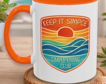 Taza personalizada "Keep It Simple" con nombre / Taza de café personalizada con temática playera / Regalo de cumpleaños para personas que se inician en el programa de 12 pasos, padrinos, ahijados o personas en sobriedad