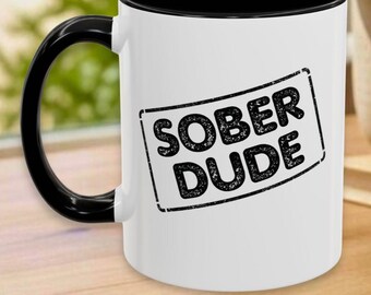 Taza personalizada "Sober Dude" de 12 pasos con nombre / Regalo personalizado para la recuperación de AA y NA / Taza de café para la sobriedad / Regalo para ahijados, padrinos o recién llegados