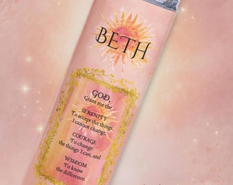 Botella de agua personalizada con la Oración de la Serenidad y nombre / Vaso térmico personalizado para la recuperación de 12 pasos / Regalo de cumpleaños para padrinos, ahijados, recién llegados y personas en sobriedad