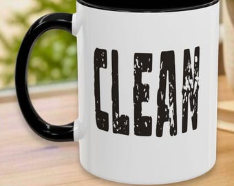 Taza personalizada de CLEAN 12 Pasos / Taza de recuperación personalizada con nombre / Regalo para patrocinador, ahijado, recién llegado, cumpleaños / Taza para reuniones de Narcóticos Anónimos