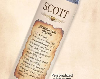 Vaso personalizado con la oración del 7.º paso y nombre / Regalo personalizado para la sobriedad / Botella de agua con oración para la recuperación / Regalo de cumpleaños para padrinos de programas de 12 pasos