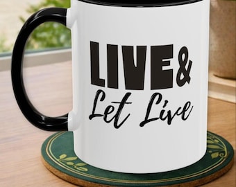 Taza personalizada de 12 pasos "Vive y deja vivir" con nombre / Regalo personalizado para la recuperación de AA o NA / Taza de café para la sobriedad / Regalo para ahijados, padrinos o recién llegados