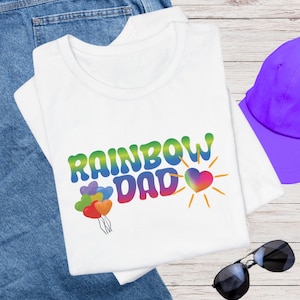 Rainbow Dad T-shirt, Father&#39;s Day Gift for Gay Dad, Pride Tee for Stepdad, LGBTQ Shirt for Dad, Birthday Gift for Queer Dad, Cotton T-shirt