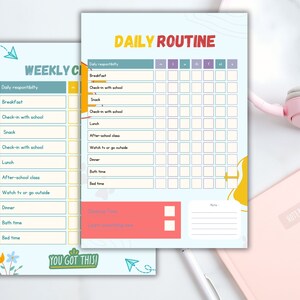 Chore Chart, Printable Dailyand Weekly Kids Chore Chart, Kids Responsibility Chart, Instant Download, Kids Routine Chart, Digital Download