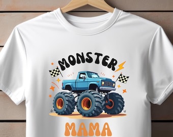 Monster Mama Shirt | Monster Truck Mom Tee or Sweatshirt with Checkered Flags | Boy Mom Racing Shirt | Monster Jam Mom Gift