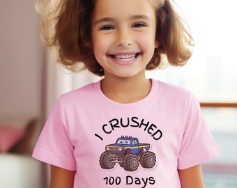 Monster Truck 100 Days of School Shirt | Crushed 100 Days Tee, Kids & Adult Sweatshirt or Hoodie | School Milestone Shirt, Teacher Gift