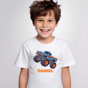 Personalized Monster Truck Birthday Shirt for Boys Girls – Custom Name & Cool Graphic - Perfect for Little Truck Fans - Monster Jam Birthday