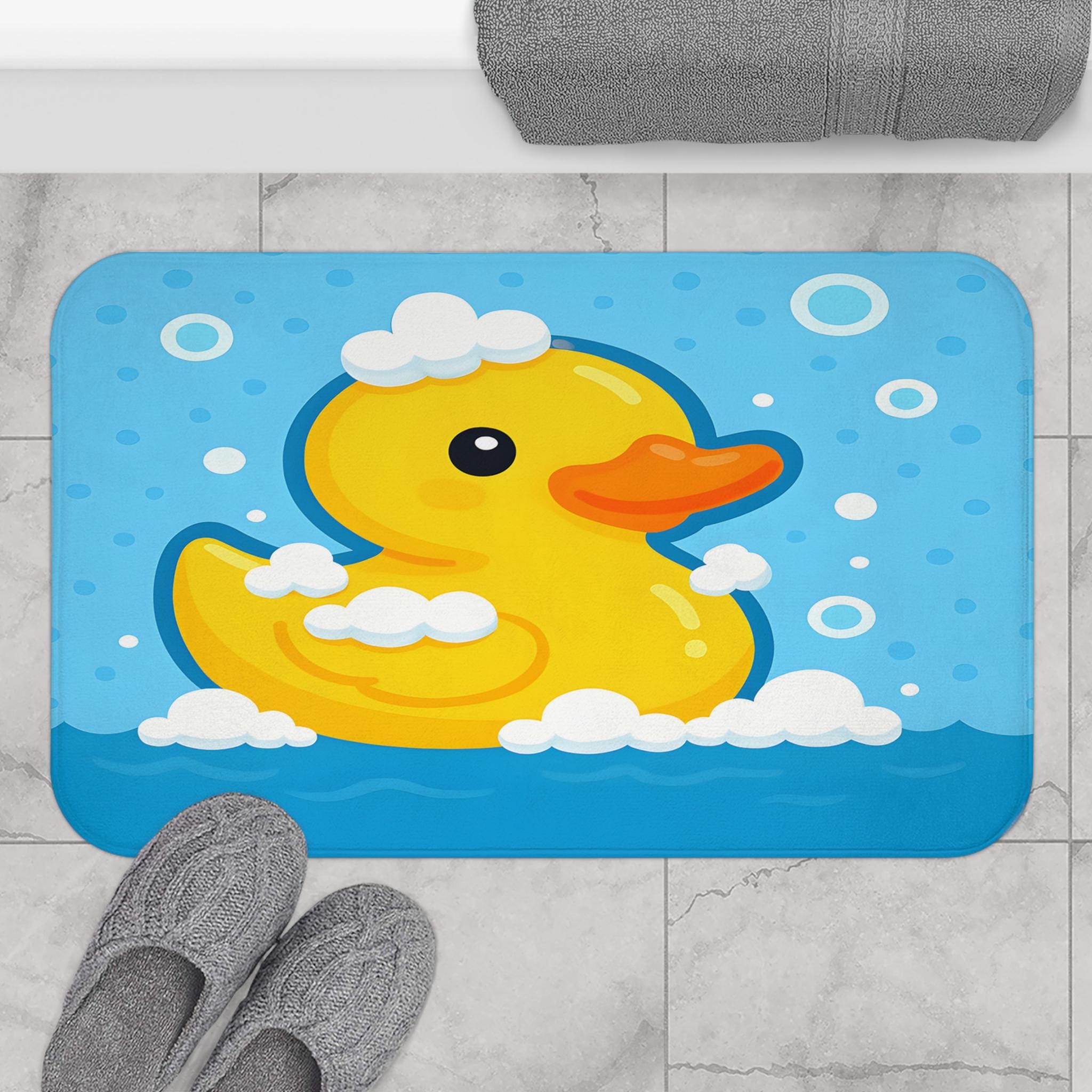 Rubber Duck Bath Mat • Kids Bathroom Decor • Non-slip Bath Rug • Cute ...