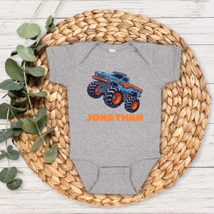 Personalized Monster Truck birthday party shirt for boys and girls.