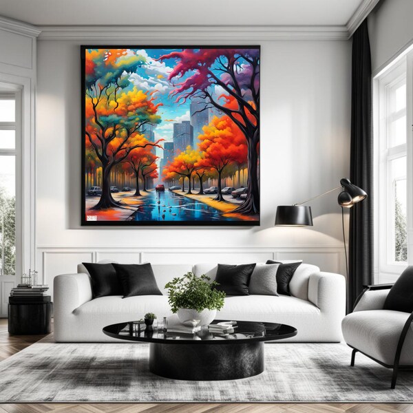 New York CENTRAL PARK ART Colorful Nyc Print Manhattan Urban Park Artwork Colorful Spring Wall Art Printable Travel Poster Affordable Prints