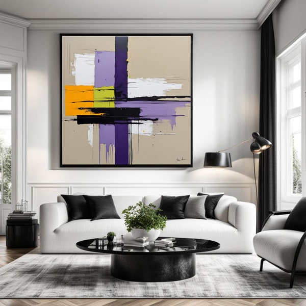 ARTSY POSTER Multi Color ABSTRACT Art Prints Colorful Modern Wall Art Minimalist Purple Printable Poster Above Bed Wall Decor Office Artwork