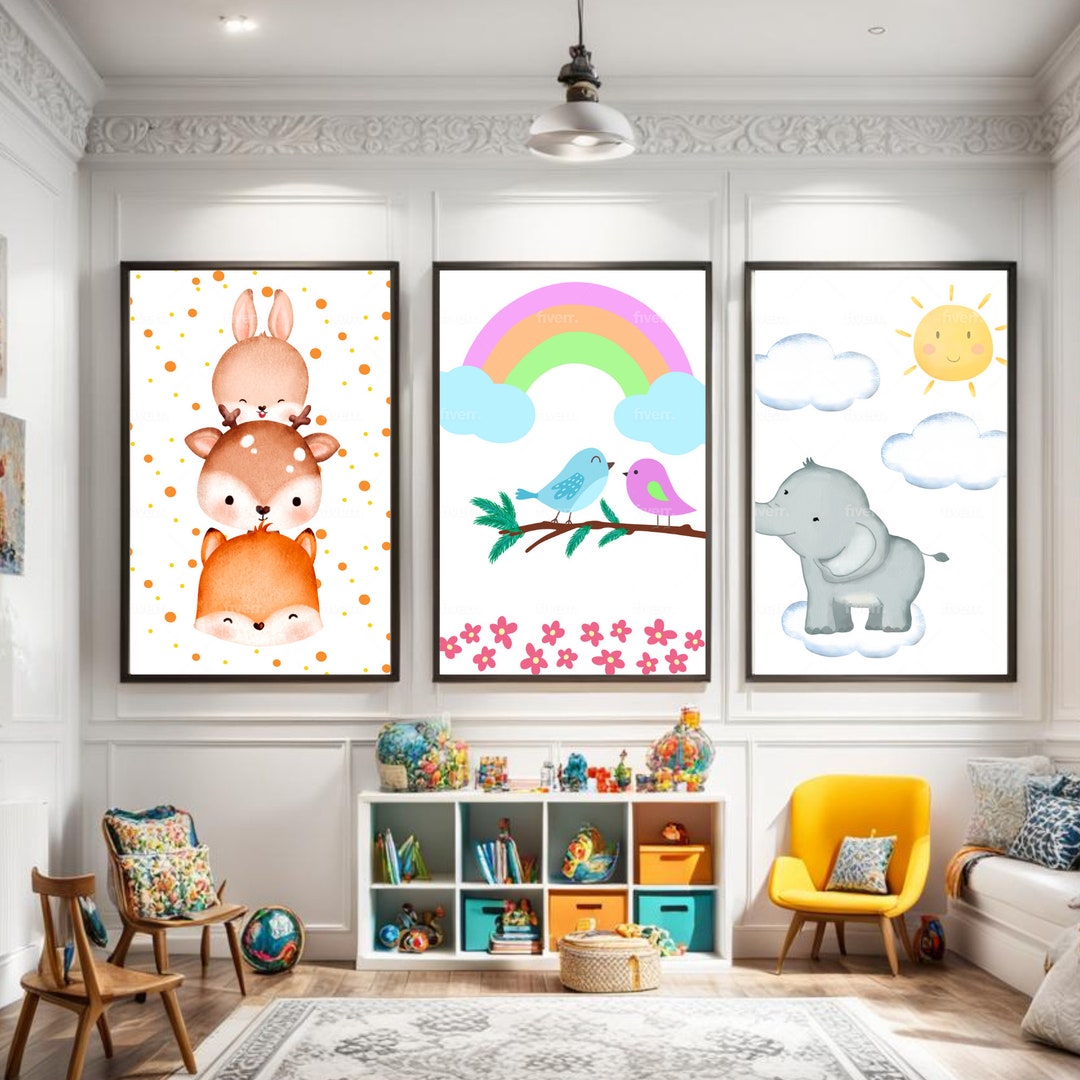 NURSERY WALL ART, Baby's Room Wall Art, Nursery Posters, Pastel Colors