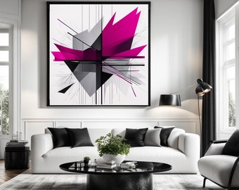 MCM WALL ART Contemporary Abstract Shapes Art Minimalist Pink & Gray Abstract Artwork Digital Simple Office Poster Modern Living Room Decor