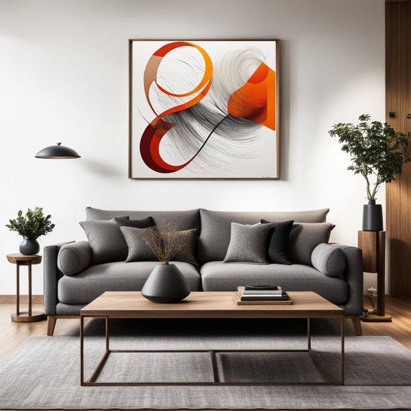 Orange Gray Wall Art Etsy