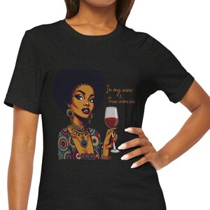 Camisetas personalizadas engraçadas True Crime Wine lover, camisetas pretas afro, presentes Soul Sista, camisetas afro-americanas de melanina para ela, inspiração dos anos 70, camiseta para ela