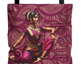 Personalized! tote, artistic design, Arangetram dancer, Hindi dancer, hindi music lover, South Asian, India gifts, Bharatanatyam, custom fun