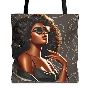 Customize Tote errand bag Beautiful black woman African American melanated gifts melanin soul sista sister gifts Kwanzaa tote bag brown skin