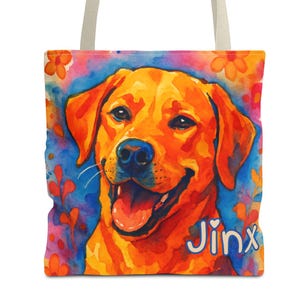 Custom name Labrador Retriever, yellow, golden lab, dog lover mama furbaby gift tote totes bag bags for her, Errand, Library, summer beach